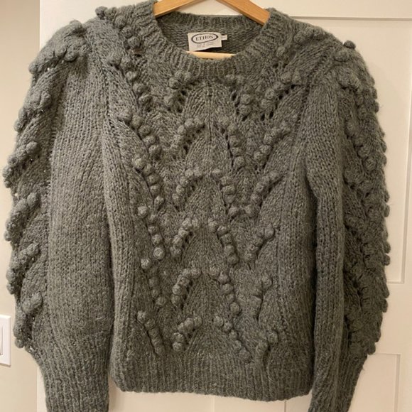 VINTAGE Ethos Grey Puff Sleeve Sweater Size S - Picture 1 of 6